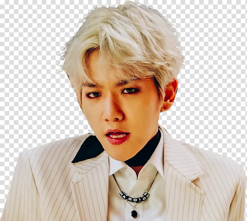EXO CBX Blooming Day MV, opened-lips man wearing white suit transparent background PNG clipart
