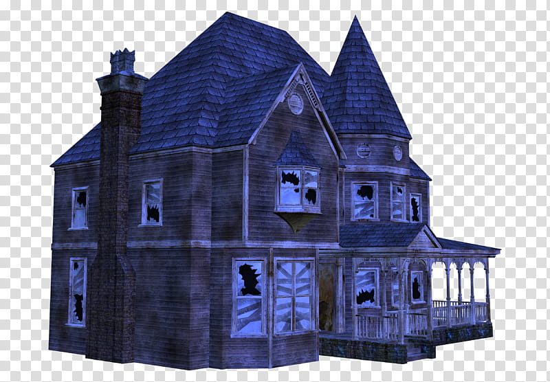 D Haunted Mansion, blue and brown haunted house transparent background PNG clipart
