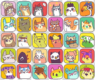 friends and idols page buttons, animal anime characters transparent background PNG clipart