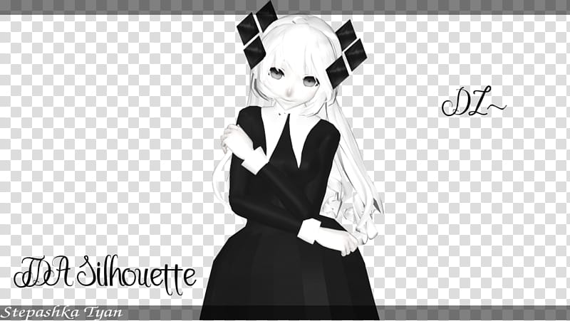 (MMD Okegom) TDA Silhouette (test model+DL), white haired female anime character illustration transparent background PNG clipart