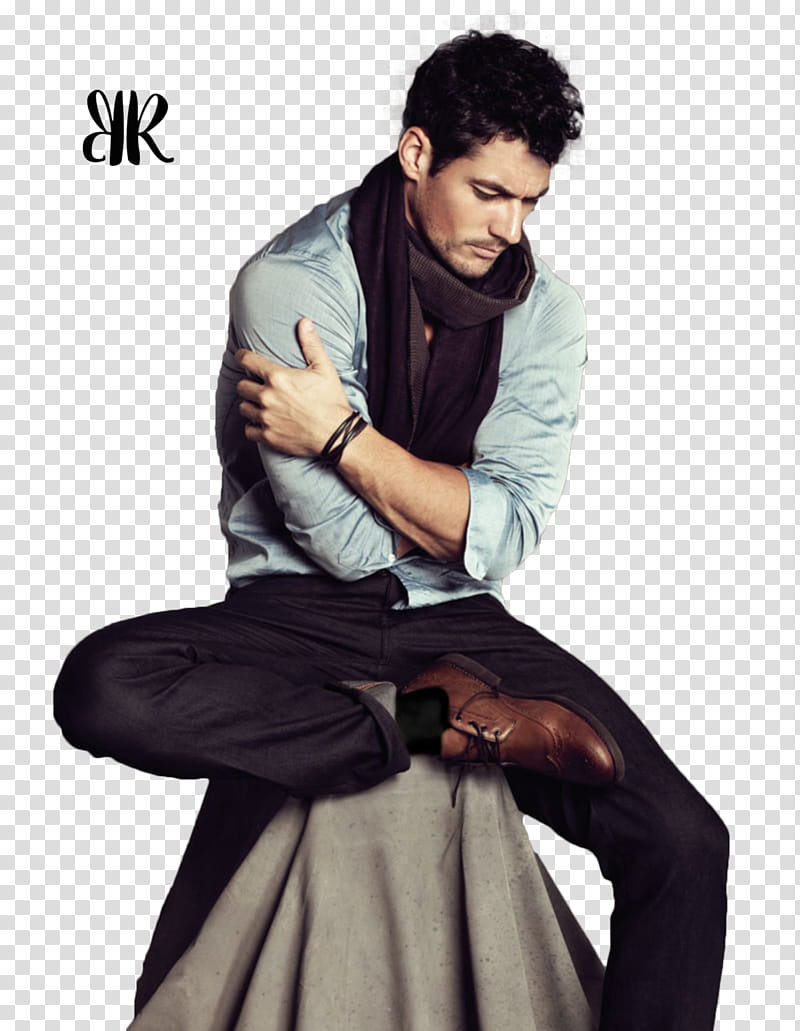 DAVID GANDY, man in black scarf and pants transparent background PNG clipart