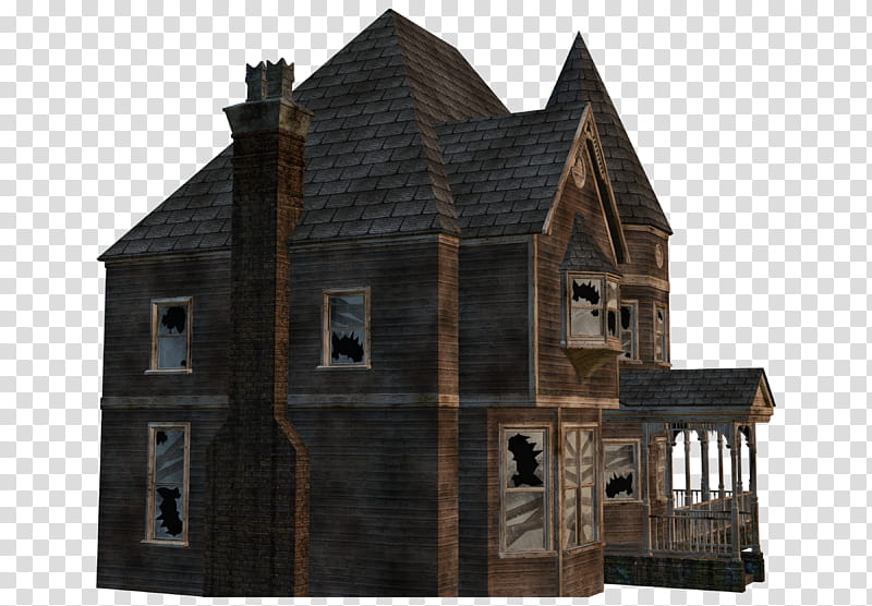 D Haunted Mansion, brown house transparent background PNG clipart