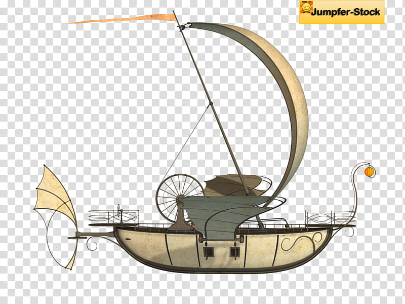 Fantasy Flying Machines , brown and white boat illustration transparent background PNG clipart