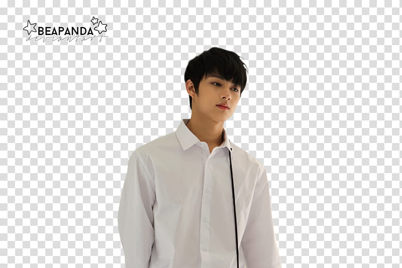 SEVENTEEN ALONE, man wearing white collared shirt steering sideways transparent background PNG clipart