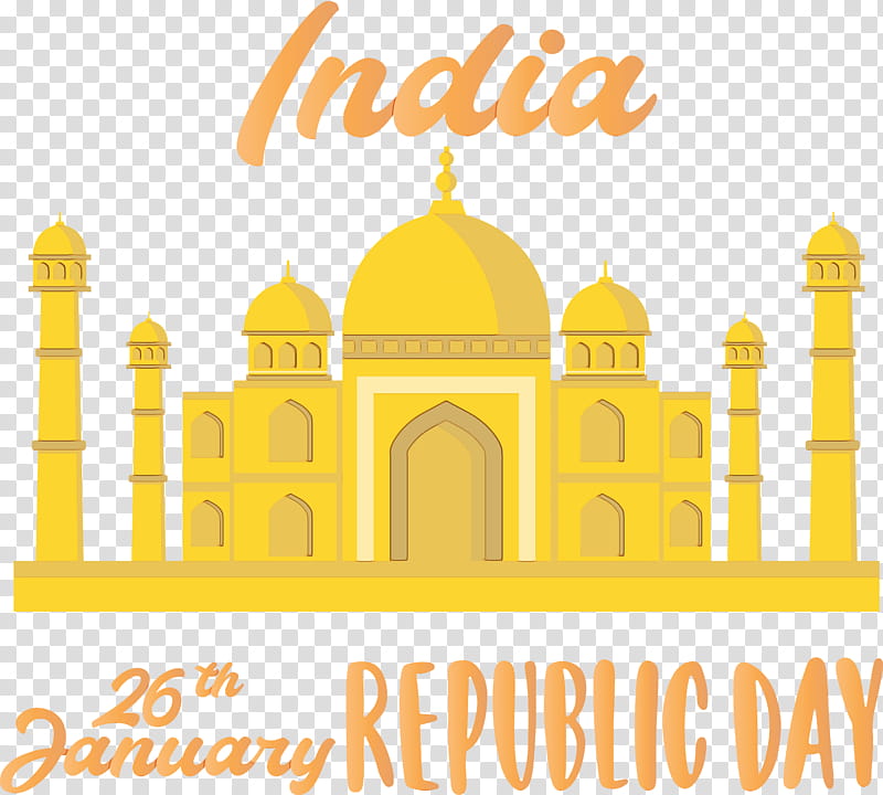 landmark yellow line architecture logo, India Republic Day, Taj Mahal, 26 January, Happy India Republic Day, Watercolor, Paint, Wet Ink transparent background PNG clipart