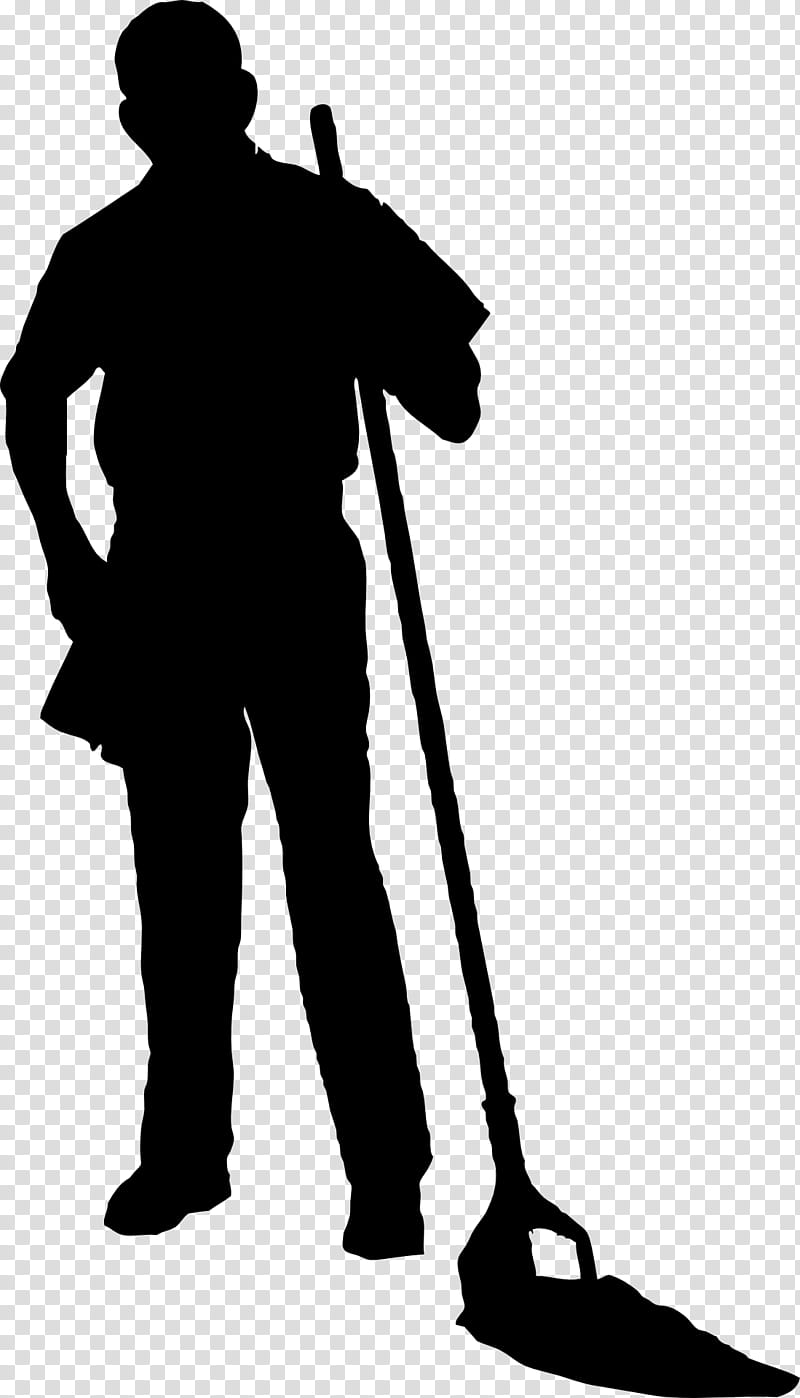Silhouette Standing, Cleaner, Mop, Janitor, Cleaning, Visual Arts, Gardener, Shovel transparent background PNG clipart