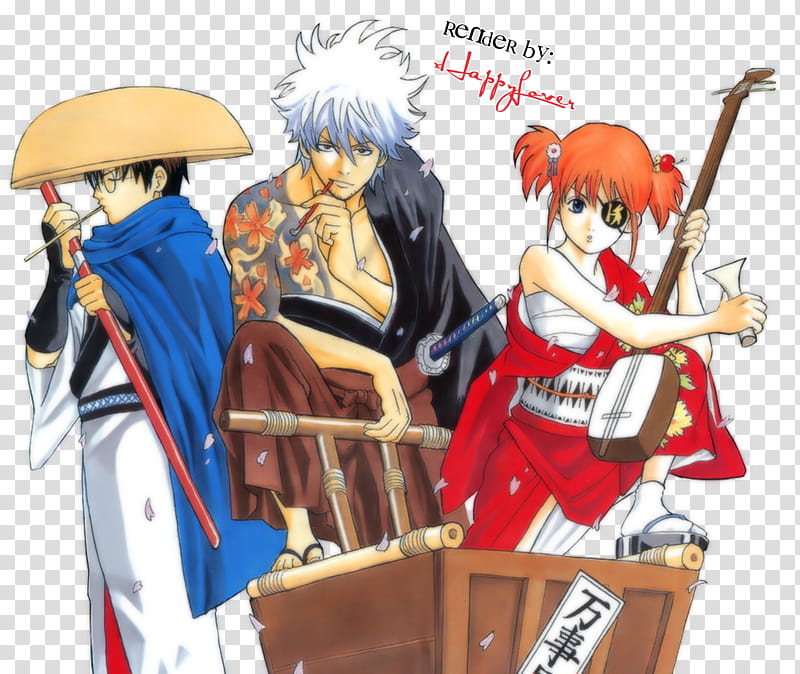 Yorozuya Render, three Gintama characters transparent background PNG clipart