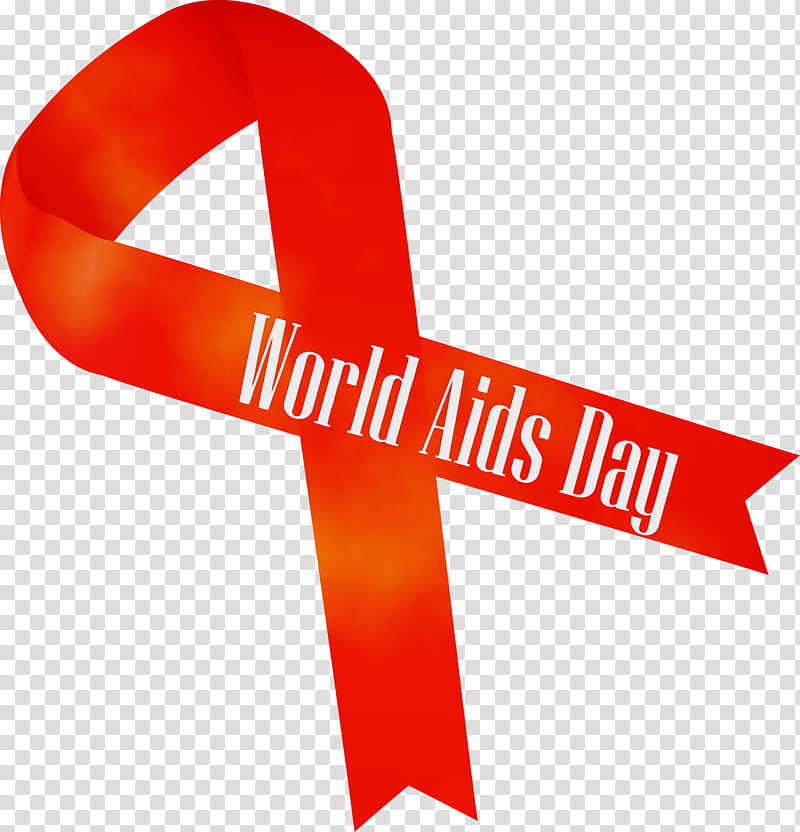 red text logo font line, World Aids Day, Watercolor, Paint, Wet Ink, Ribbon transparent background PNG clipart