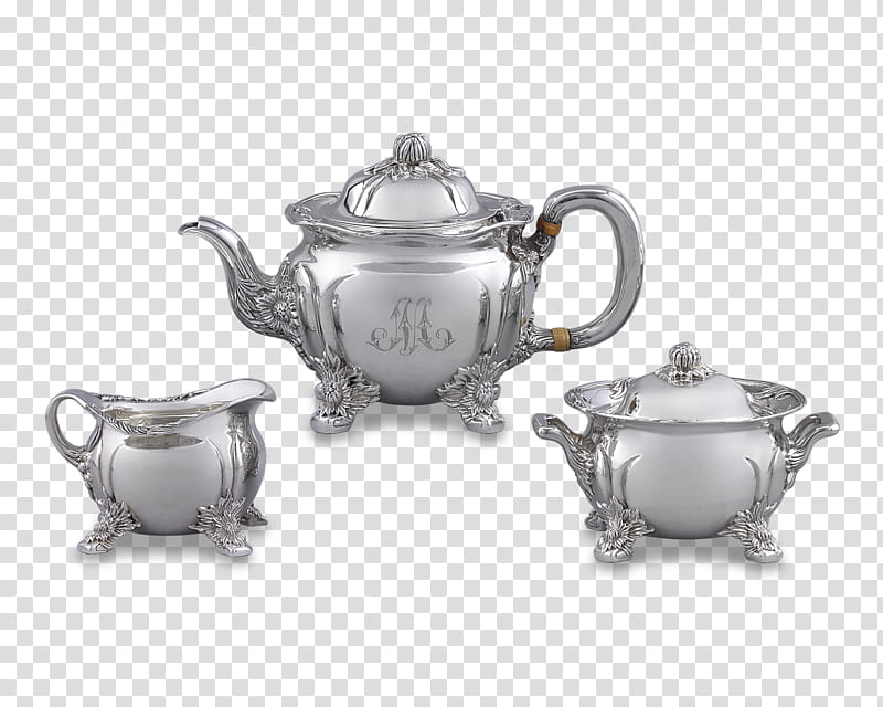 Silver, Tea, Tea Set, Sterling Silver, Chrysanthemum Tea, Tiffany Co, Teacup, Tableware transparent background PNG clipart