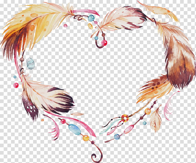 Feather, Watercolor, Paint, Wet Ink, Heart, Jewellery, Wing, Hair Accessory transparent background PNG clipart