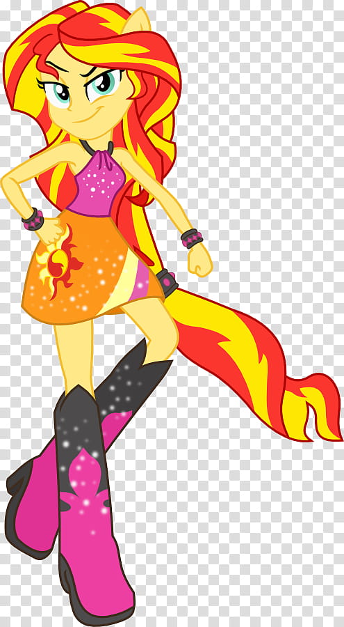 EqG Sunset Shimmer: Rainbow Rocks, yellow and red unicorn transparent background PNG clipart