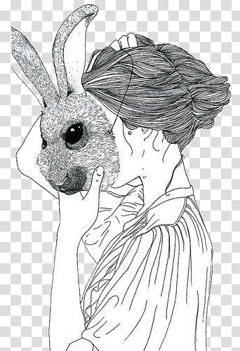 Girls , drwaing of woman wearing rabbit mask transparent background PNG clipart