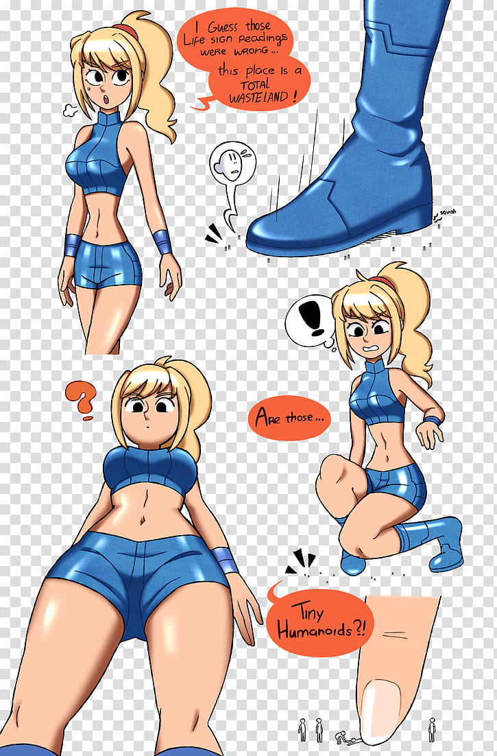 FIRST CONTACT PAGE , GTS Samus, girl cartoon character blue crop top and shorts illustration transparent background PNG clipart