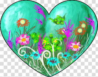 Candy Heart, Mountain Meadow, multicolored heart floral illustration transparent background PNG clipart