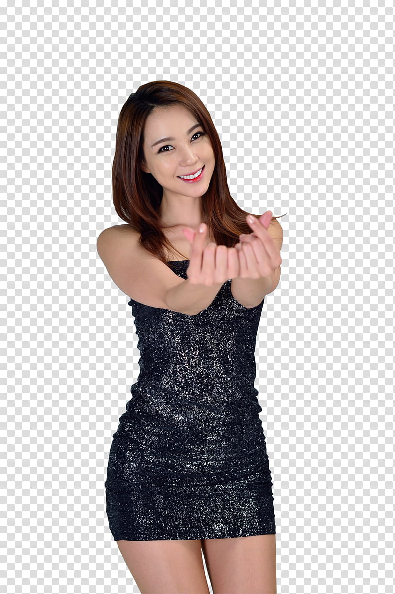 woman doing finger heart signs with both hands transparent background PNG clipart