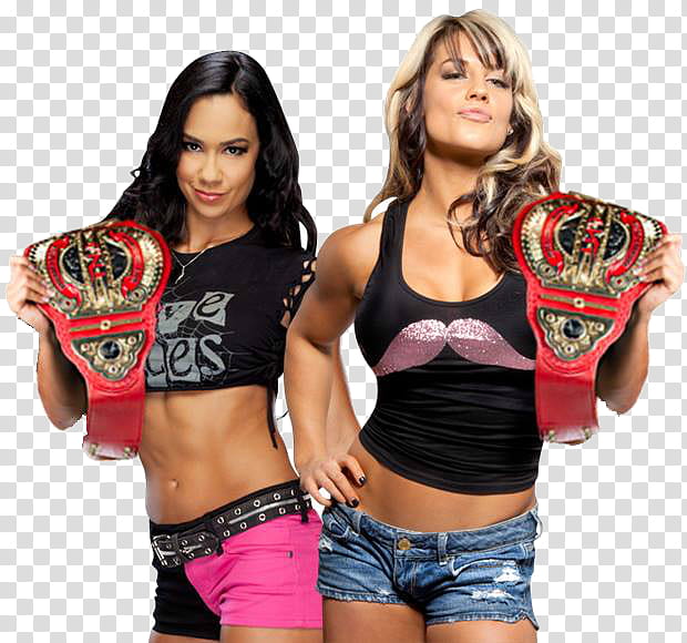 Tna team champion Aj lee and kaityln transparent background PNG clipart