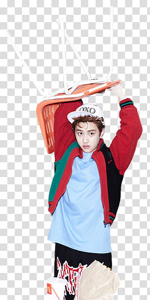 D O EXO render, Exo Do Kyung-soo carrying armless chair transparent background PNG clipart