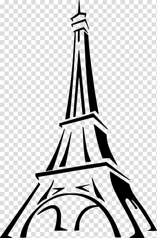 Eiffel Tower Drawing, Silhouette, Cartoon, Landmark, Paris, Steeple, Blackandwhite, Line Art transparent background PNG clipart