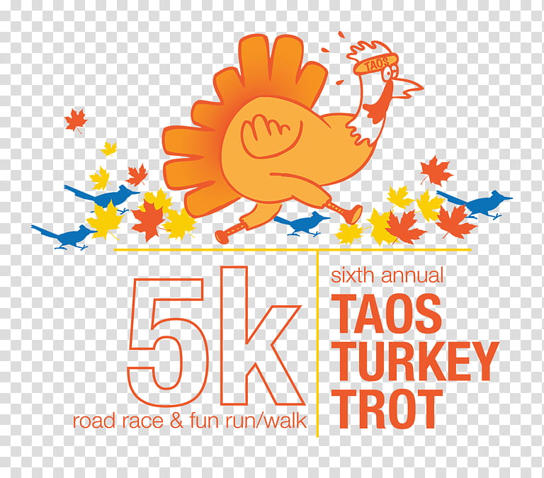 Fun Run, 2018, Turkey Trot, Taos, Text, Orange, Flower, Line transparent background PNG clipart