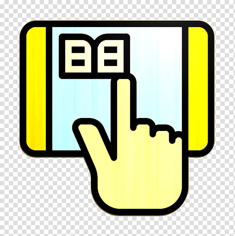 Elearning icon Student icon Book and Learning icon, Line, Yellow, Finger, Thumb, Signage, Gesture transparent background PNG clipart