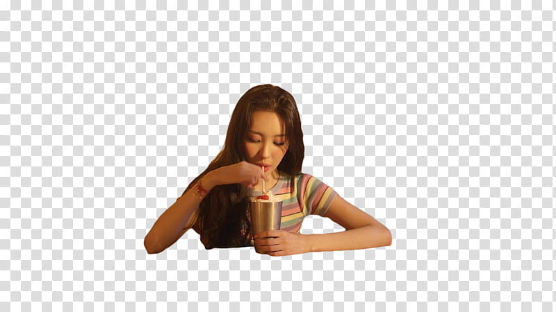 Sunmi GASHINA, woman slurping from silver cup transparent background PNG clipart