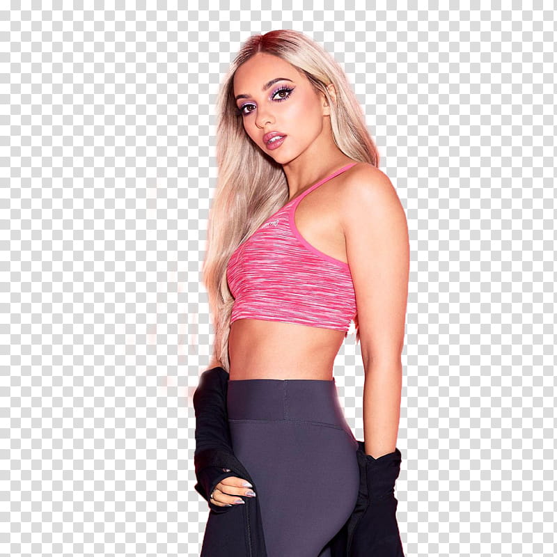 S Little Mix , woman wearing pink and brown sports bra doing