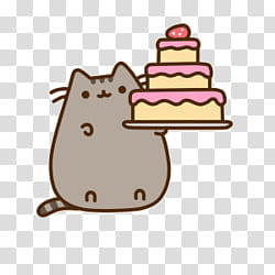 Kawaii, pusheen holding cake transparent background PNG clipart