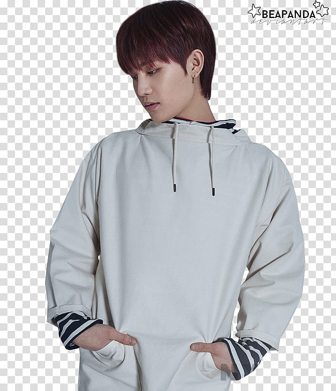 NCT , man wearing white and black pullover hoodie transparent background PNG clipart