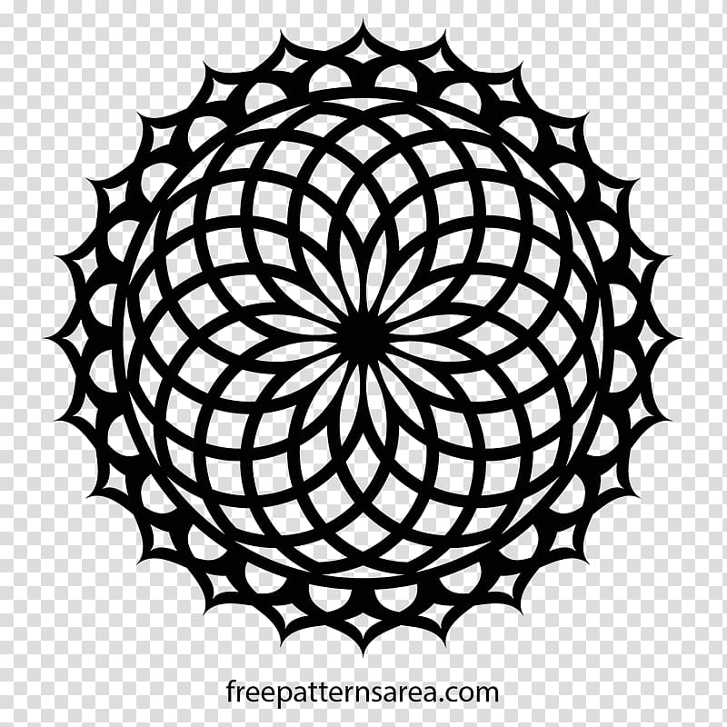 Motif, Mandala, Stencil, Drawing, Painting, Sacred Geometry, Ornament, Blackandwhite transparent background PNG clipart