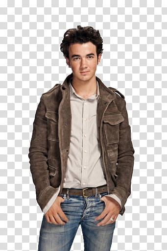 standing man wearing brown zip-up jacket transparent background PNG clipart