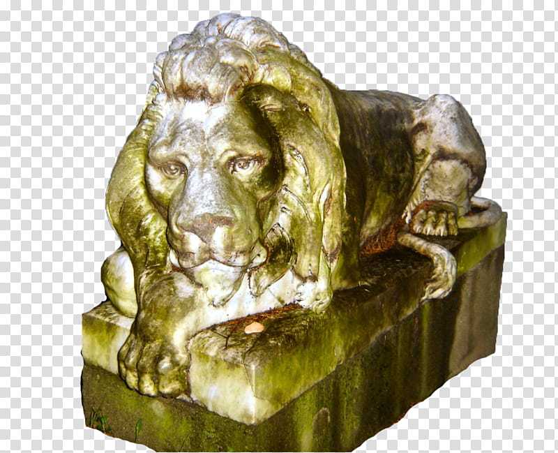 Stone lion, brown lion figurine transparent background PNG clipart