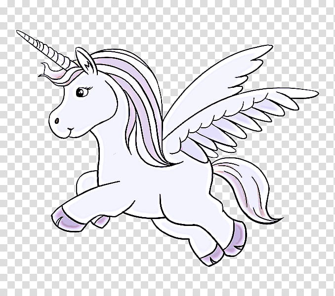 Unicorn, White, Line Art, Fictional Character, Cartoon, Head, Mythical Creature, Animal Figure transparent background PNG clipart