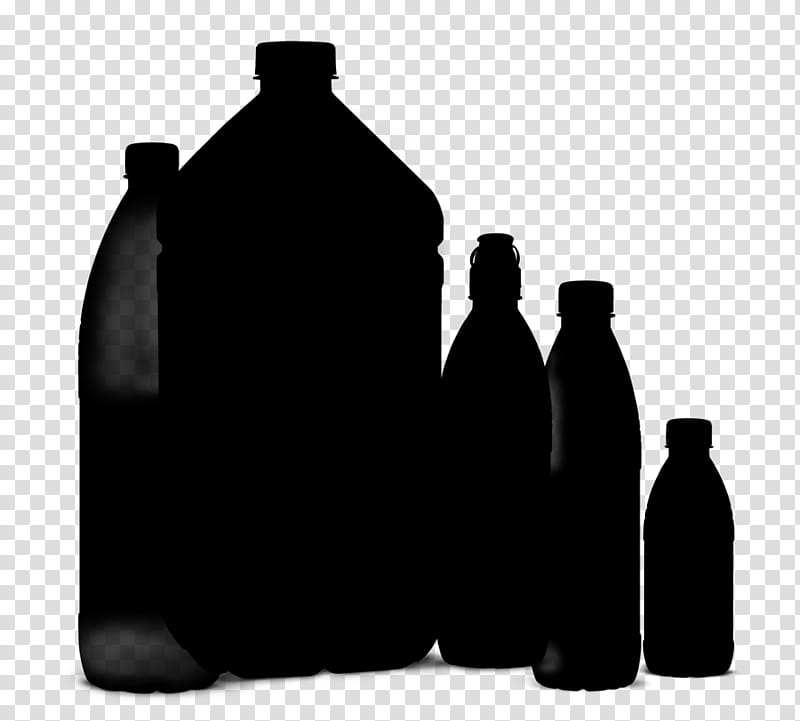 Plastic Bottle, Glass Bottle, Silhouette, Black, White, Drink, Wine Bottle, Drinkware transparent background PNG clipart