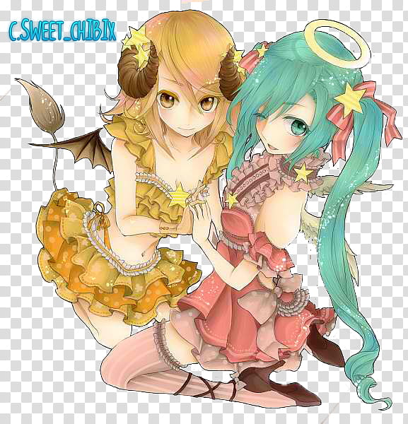 Christmas gift special, two female anime characters transparent background PNG clipart