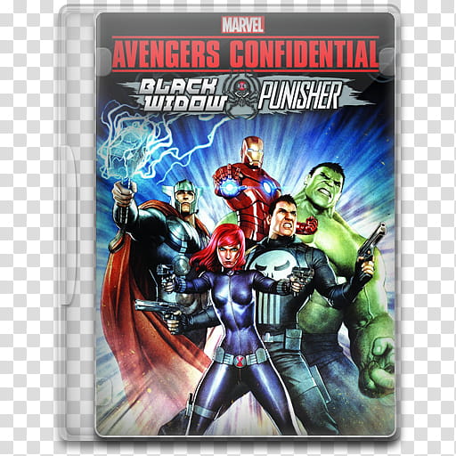 Movie Icon , Avengers Confidential, Black Widow & Punisher, Marvel Avengers Confidential Black Widow and Punisher movie DVD transparent background PNG clipart