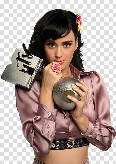 Katy Perry holding MTV award trophy transparent background PNG clipart