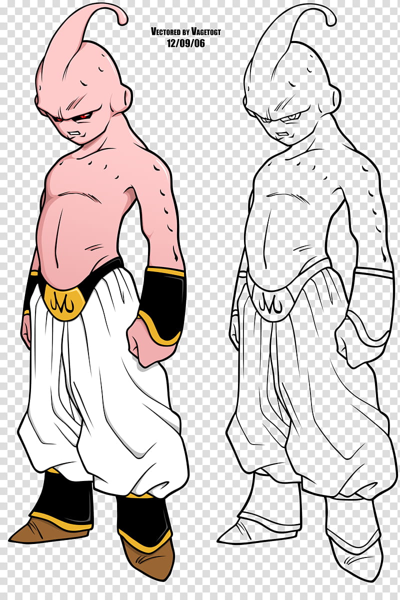 Free: Majin Buu LINE ART, Dragon Ball Majin Buu sketch transparent  background PNG clipart 