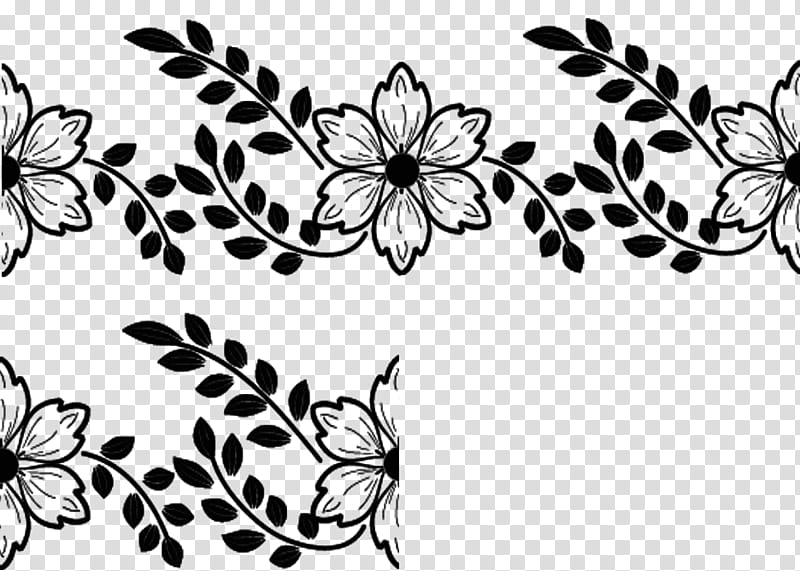 Borders Brushes, black flower transparent background PNG clipart