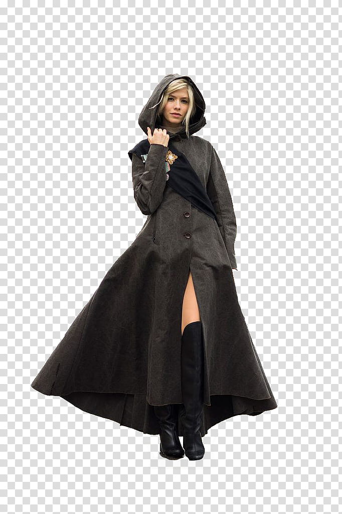 cloaked blonde woman, women's black jacket transparent background PNG clipart