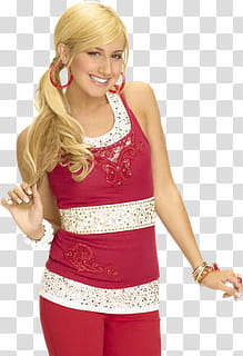 , Ashley Tisdale wearing white and red striped tank top transparent background PNG clipart