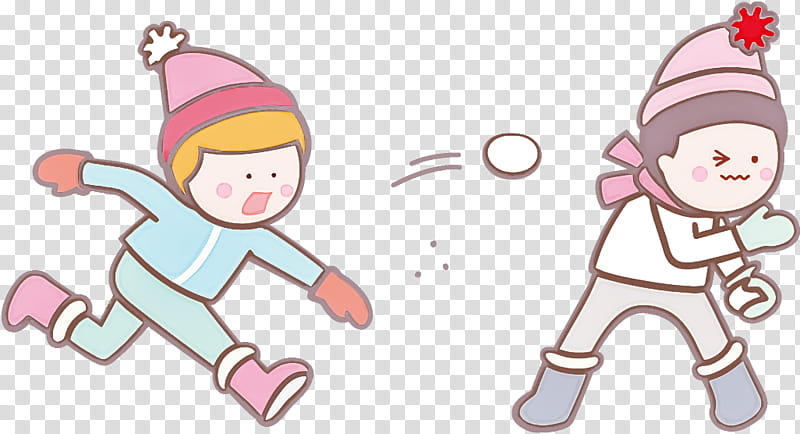 Snowball fight winter kids, Winter
, Child, Cartoon, Pink, Line, Playing In The Snow, Line Art transparent background PNG clipart