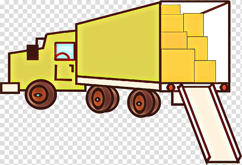 motor vehicle mode of transport vehicle transport, Cartoon, Yellow, Line, Truck, Freight Transport, Railroad Car transparent background PNG clipart