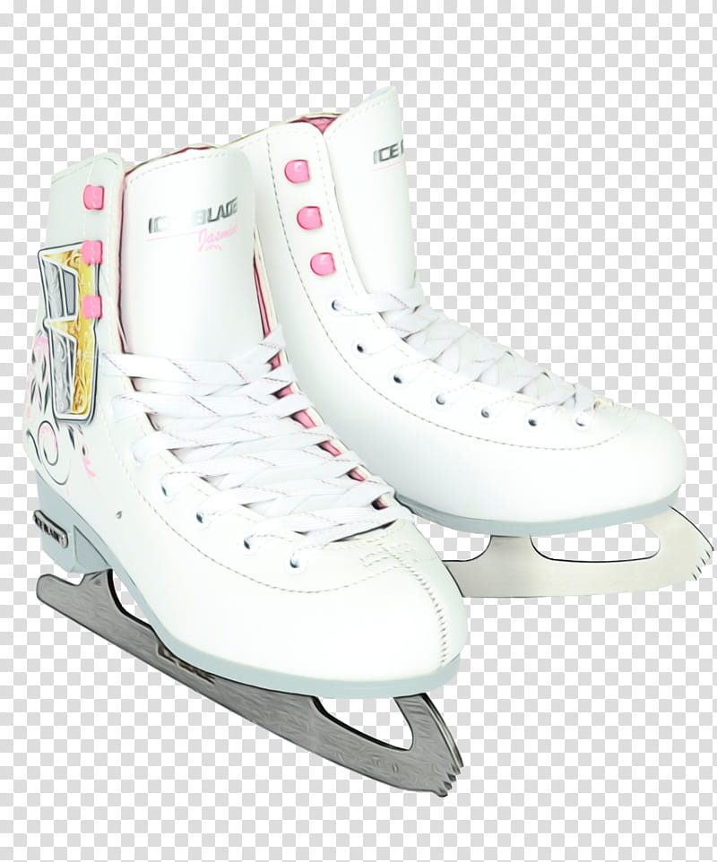 figure skate footwear ice hockey equipment white ice skate, Watercolor, Paint, Wet Ink, Shoe, Ice Skating, Skate Guard transparent background PNG clipart