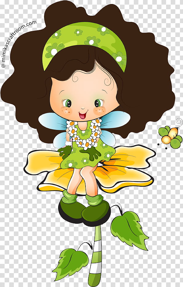 Girl, Drawing, Fairy, Cartoon, Green, Plant transparent background PNG clipart
