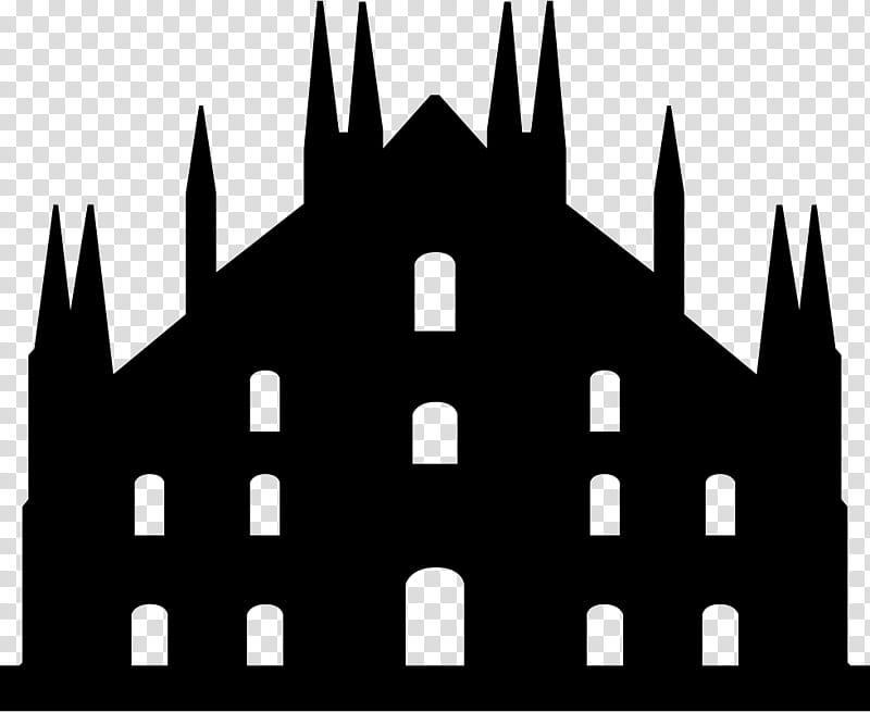 Icon Design, Milan Cathedral, Drawing, Italy, Black And White
, Landmark, Silhouette, Text transparent background PNG clipart