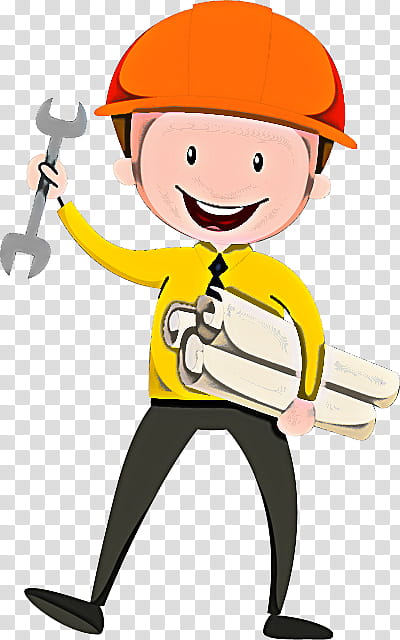 cartoon construction worker solid swing+hit hard hat, Cartoon, Solid Swinghit transparent background PNG clipart