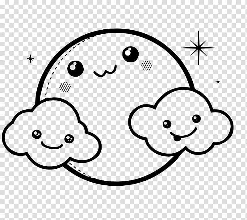 Cute, moon and clouds transparent background PNG clipart