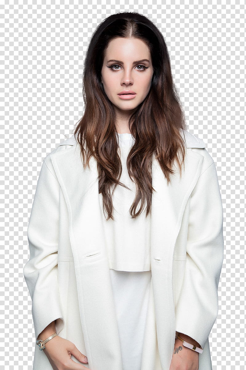 Lana Del Rey, woman wearing white overcoat transparent background PNG clipart