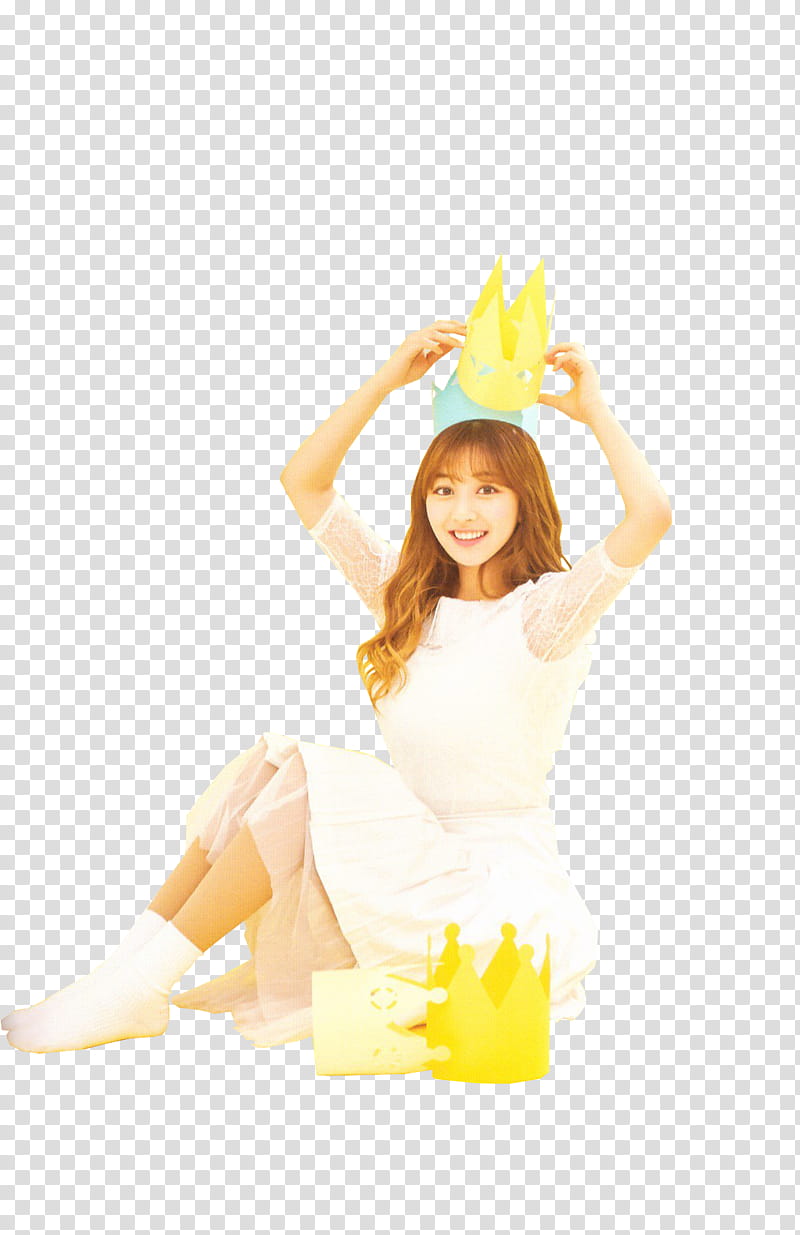 JIHYO TWICE, woman wearing white dress while in sitting position transparent background PNG clipart