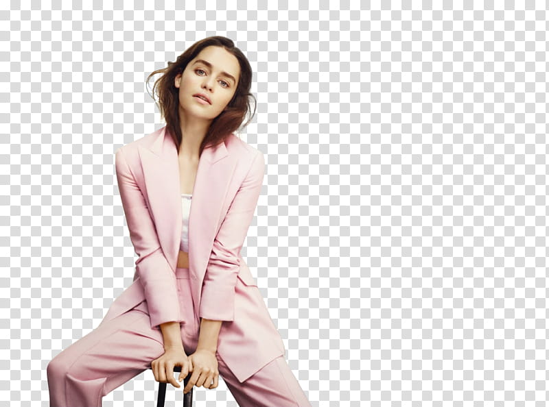 Emilia Clarke, Emilia Clarke sitting on stool transparent background PNG clipart